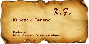 Kupcsik Ferenc névjegykártya
